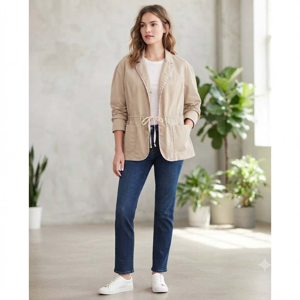 Old Navy Khaki Cotton Utility Blazer Jacket - Picture 1 of 3